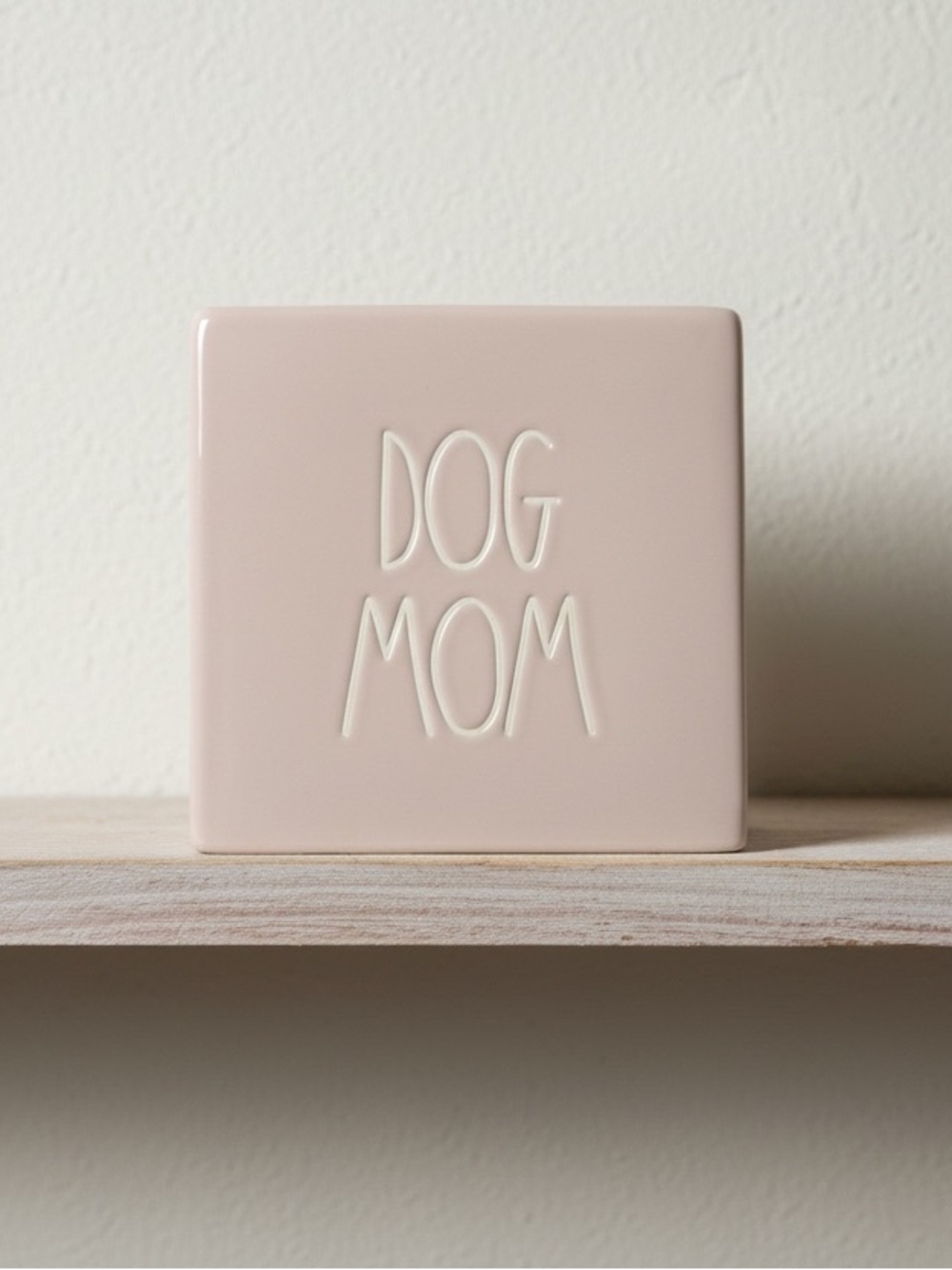 Rae Dunn Dog Mom Ceramic Sign - Blush Pink